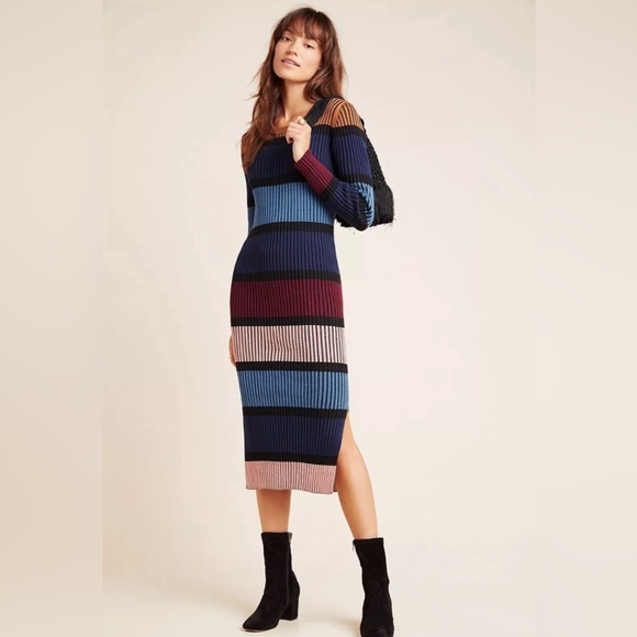 Anthropologie Dolan Left Coast lorna midi sweater dress M Color striped - Picture 3 of 9